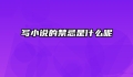 写小说的禁忌是什么呢