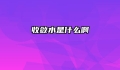 收敛水是什么啊