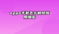 oppo手机怎么解除应用加密