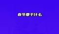 春节要干什么