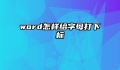 word怎样给字母打下标
