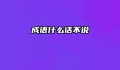 成语什么话不说