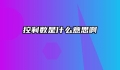 控制数是什么意思啊