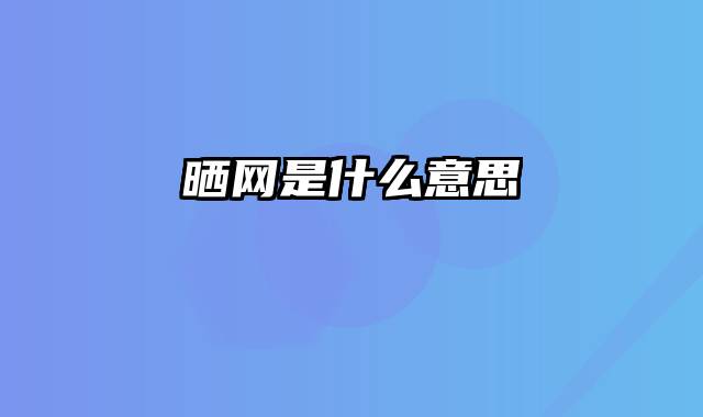 晒网是什么意思