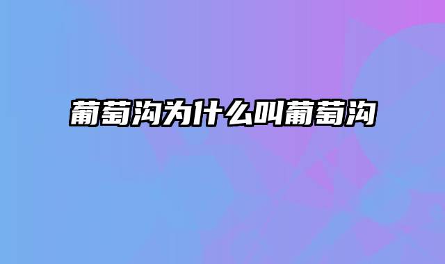 葡萄沟为什么叫葡萄沟