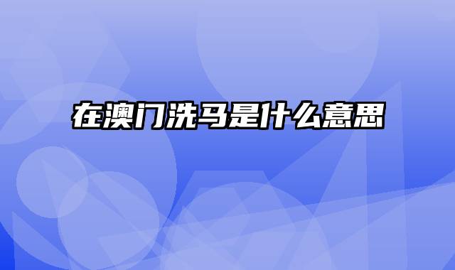 在澳门洗马是什么意思