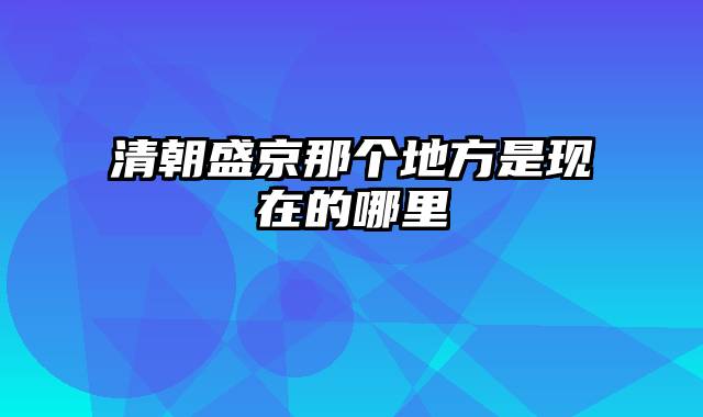清朝盛京那个地方是现在的哪里