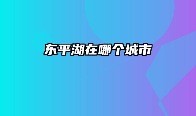 东平湖在哪个城市