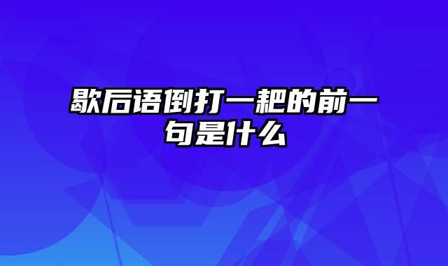 歇后语倒打一耙的前一句是什么
