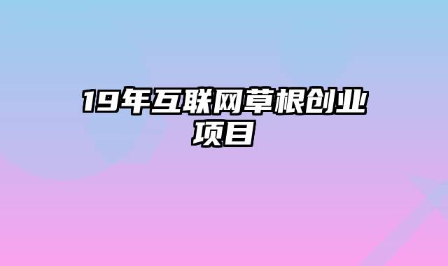 19年互联网草根创业项目