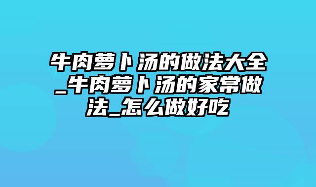 牛肉萝卜汤的做法大全_牛肉萝卜汤的家常做法_怎么做好吃