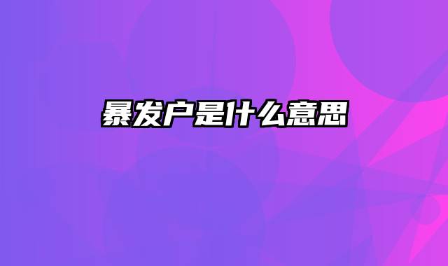 暴发户是什么意思