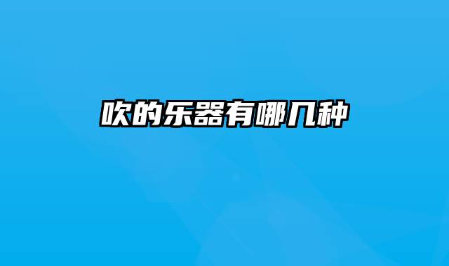 吹的乐器有哪几种