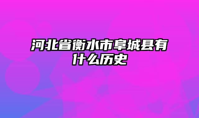 河北省衡水市阜城县有什么历史