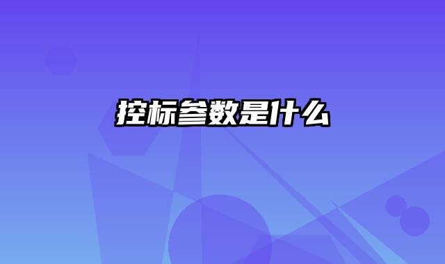 控标参数是什么
