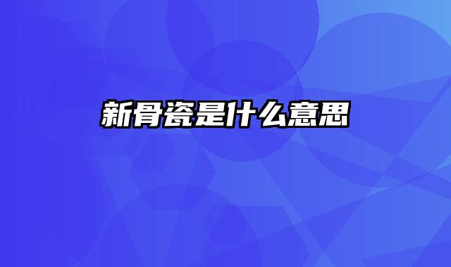 新骨瓷是什么意思