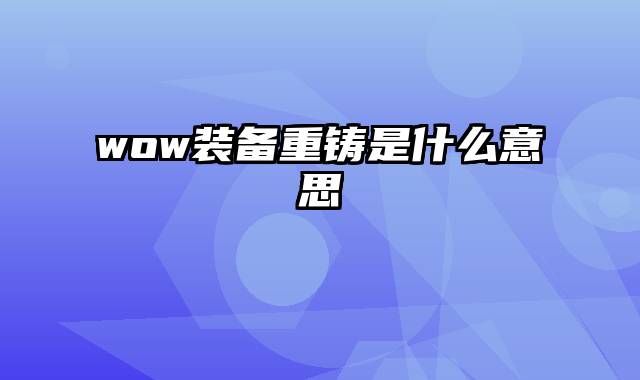 wow装备重铸是什么意思