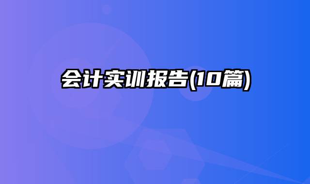 会计实训报告(10篇)