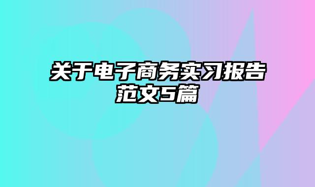 关于电子商务实习报告范文5篇