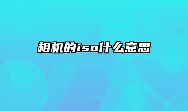 相机的iso什么意思