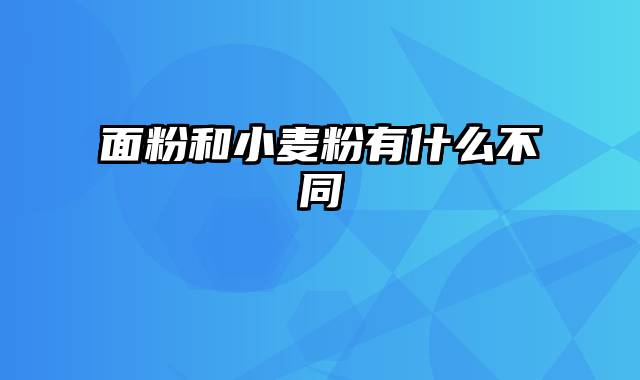 面粉和小麦粉有什么不同