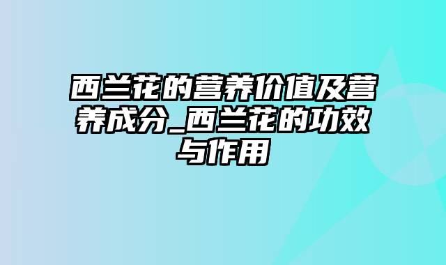 西兰花的营养价值及营养成分_西兰花的功效与作用
