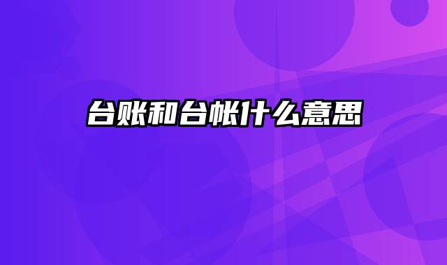 台账和台帐什么意思