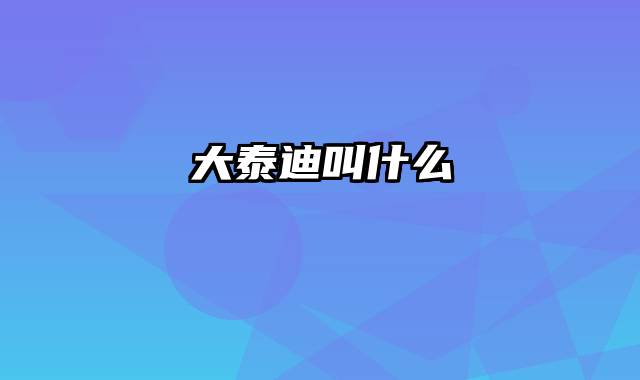 大泰迪叫什么