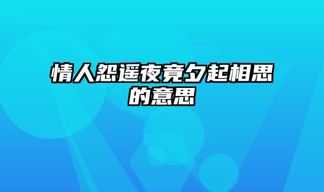 情人怨遥夜竟夕起相思的意思