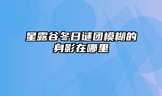 星露谷冬日谜团模糊的身影在哪里