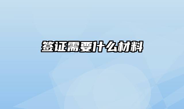 签证需要什么材料