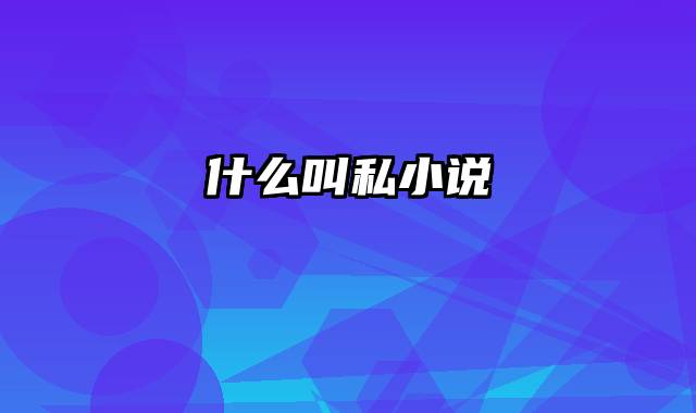 什么叫私小说
