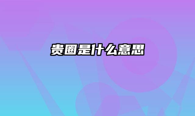 贵圈是什么意思