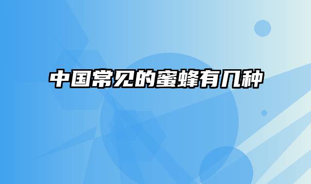 中国常见的蜜蜂有几种