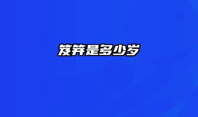 笈笄是多少岁