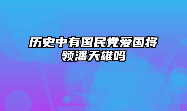 历史中有国民党爱国将领潘天雄吗
