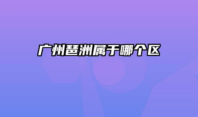 广州琶洲属于哪个区