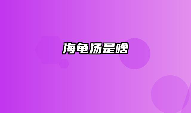 海龟汤是啥