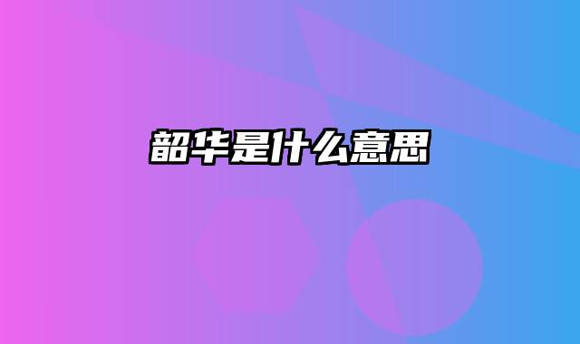 韶华是什么意思