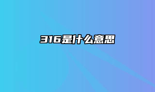 316是什么意思