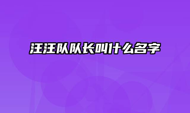 汪汪队队长叫什么名字