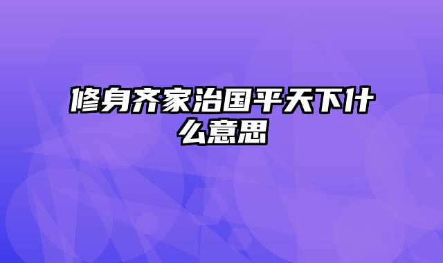 修身齐家治国平天下什么意思