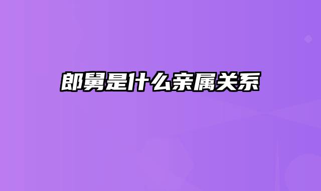 郎舅是什么亲属关系