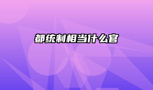 都统制相当什么官