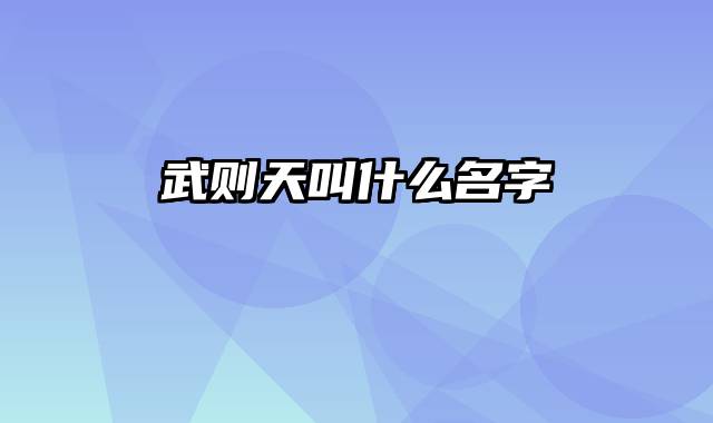 武则天叫什么名字