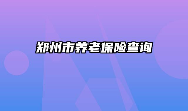 郑州市养老保险查询