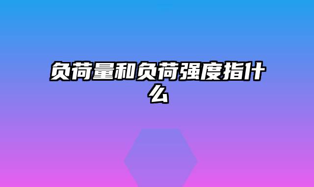 负荷量和负荷强度指什么