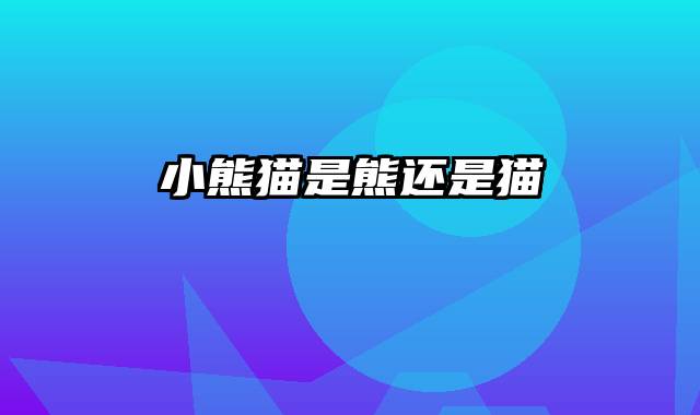 小熊猫是熊还是猫