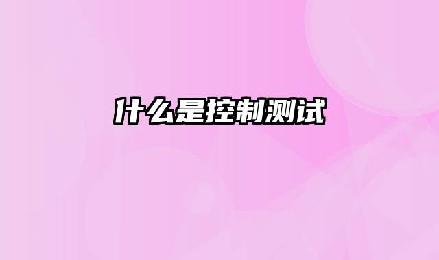 什么是控制测试
