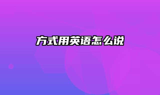 方式用英语怎么说
